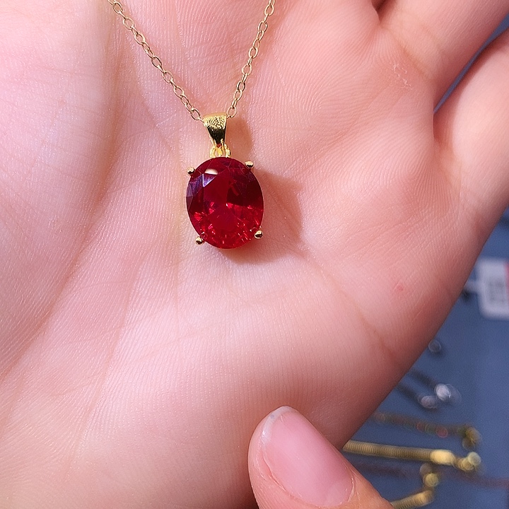 红宝石吊坠(赠链)银S925镶嵌