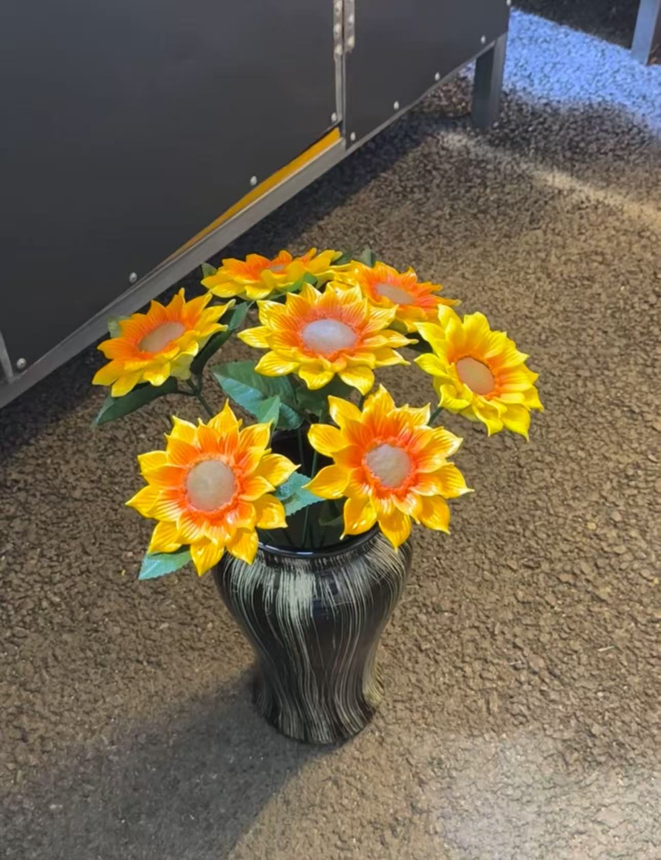 景德镇陶瓷花向日葵仿真花陶瓷材质精美大气家居餐厅高档摆件