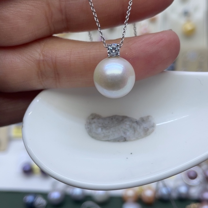 淡水珍珠吊坠(不含链)银S925镶嵌