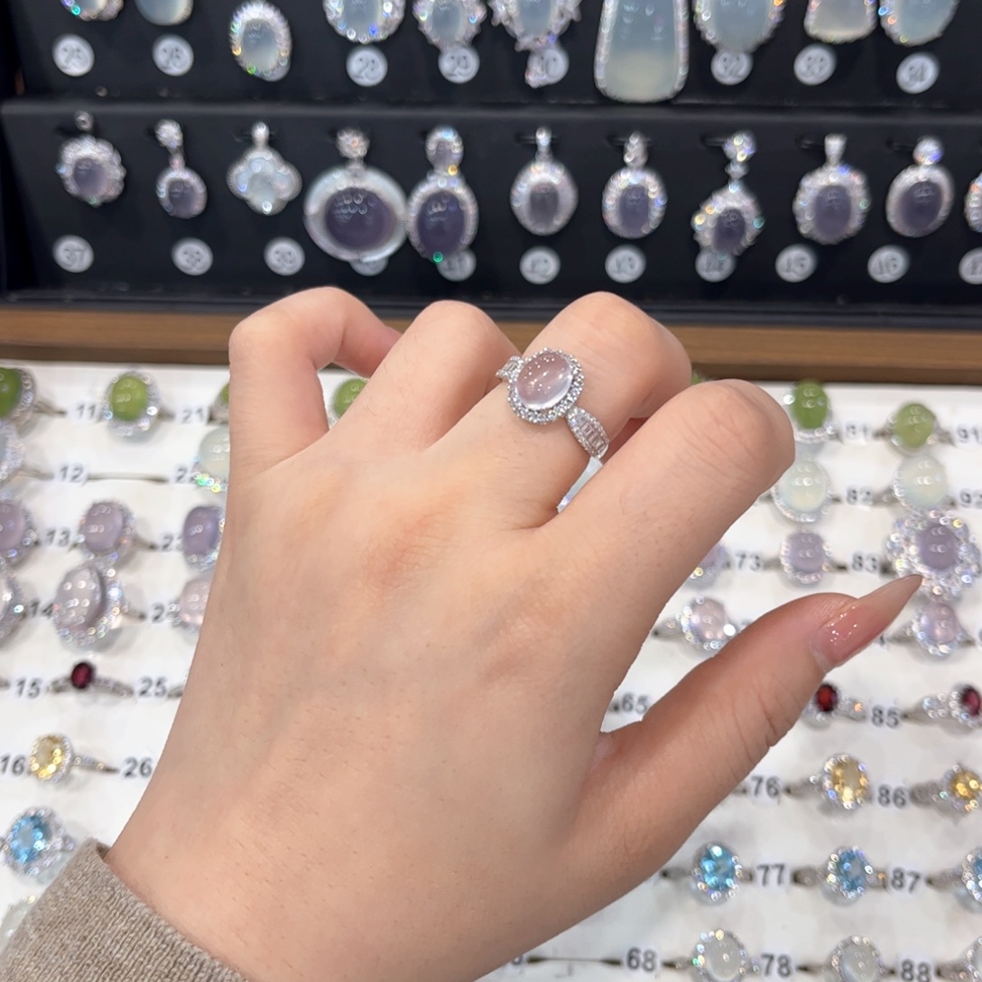 诗***雨水晶银S925镶嵌戒指
