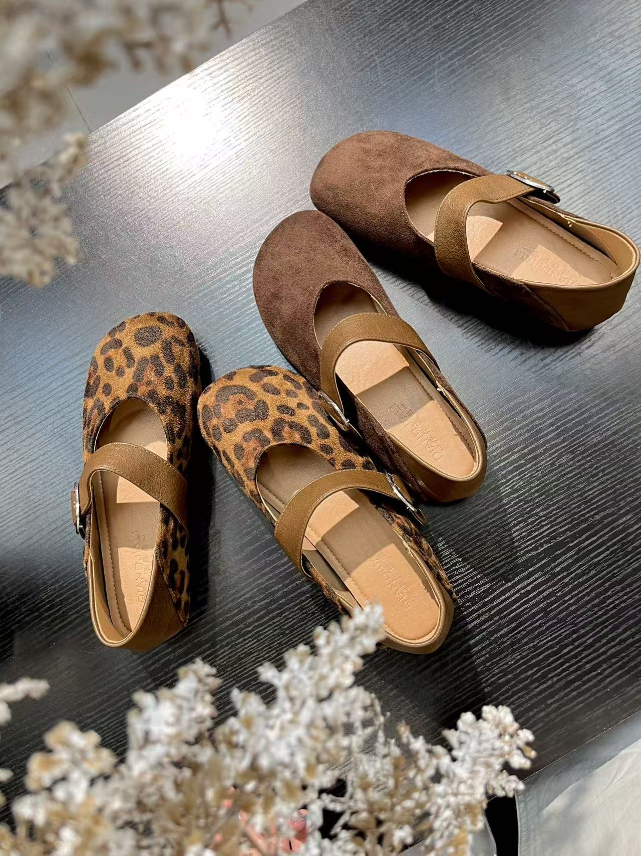 Yy专属秋季鞋子休闲豆豆鞋豹纹纯色