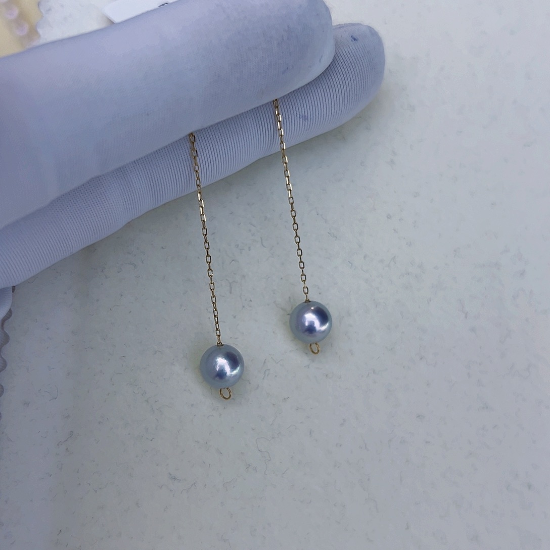 海水珍珠海水akoya真多麻耳线ED0618K金镶嵌