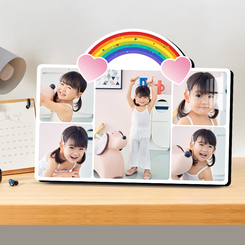 【彩虹五宫格】设计款水晶高清相框卧室摆台儿童照片定制做成相框