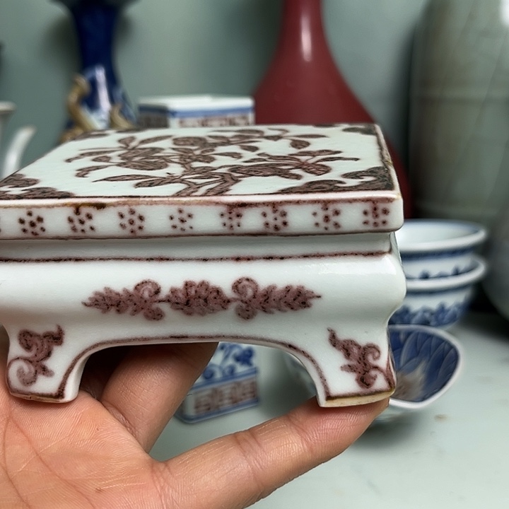 夷***戈陶摆件景德镇釉里红摆件