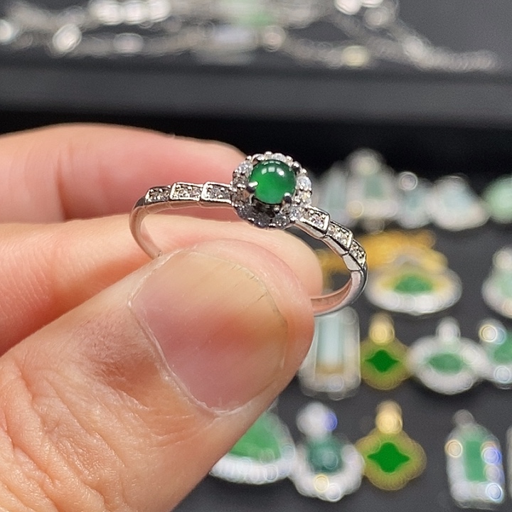 翡翠银S925镶嵌戒指