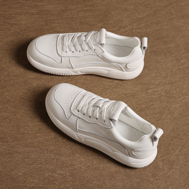 头层牛皮小白鞋女加绒2025秋冬新款平底单鞋防滑百搭运动休闲板鞋