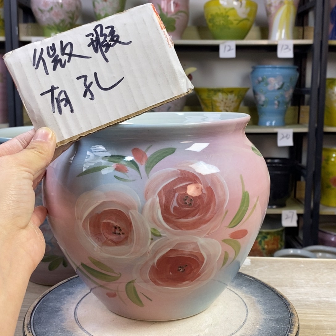 景德镇手工手绘陶瓷花盆