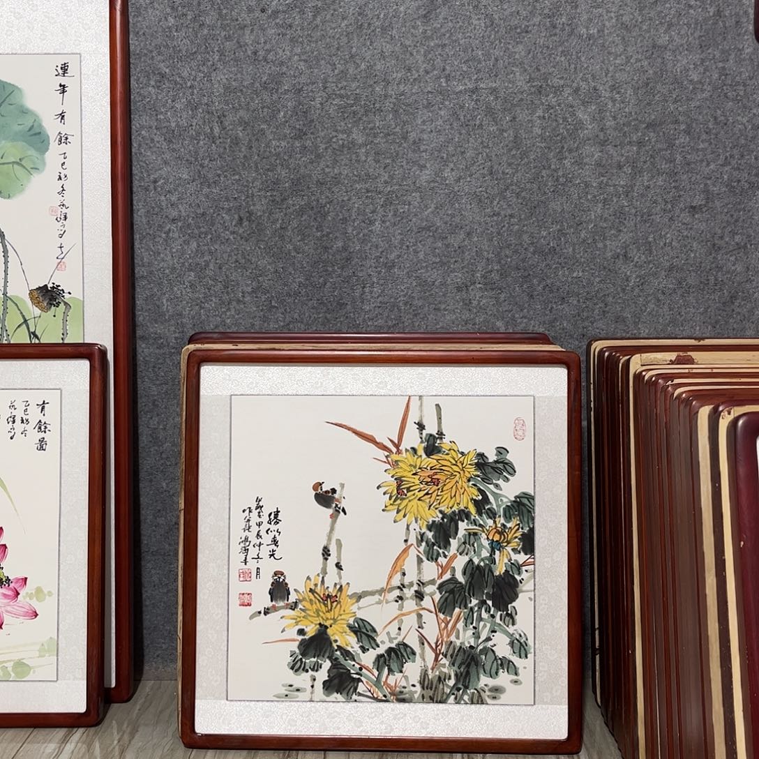 国画书画作品带框63×63