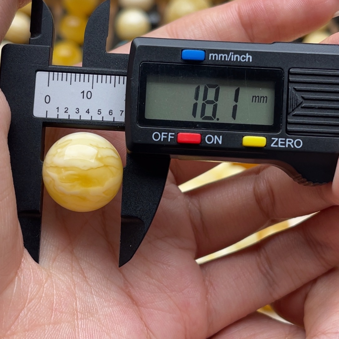 琥珀未镶嵌裸石蜜蜡圆珠静