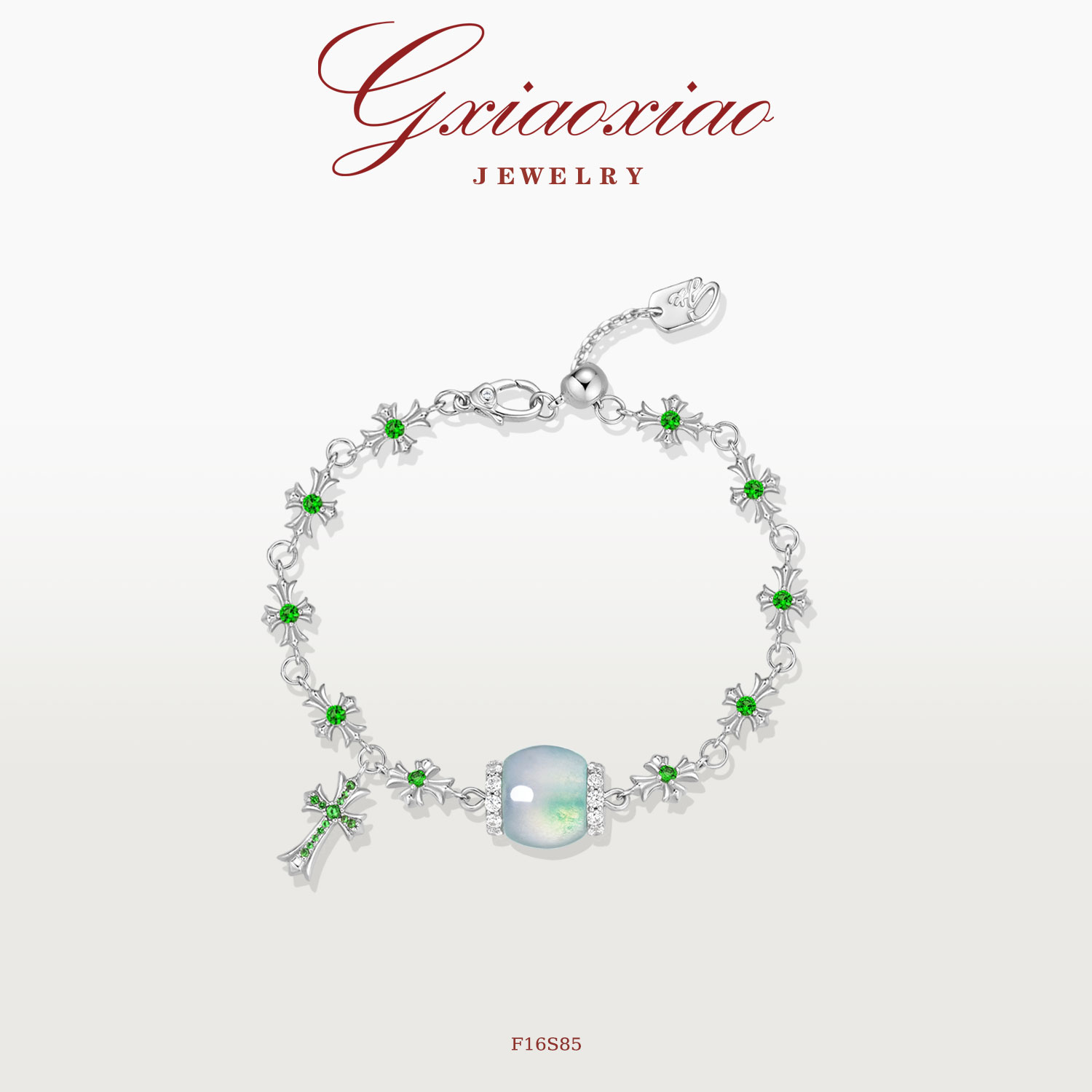 G XIAOXIAO 镀K金 轻奢气质复古高级十字架路路通手链 F16S85