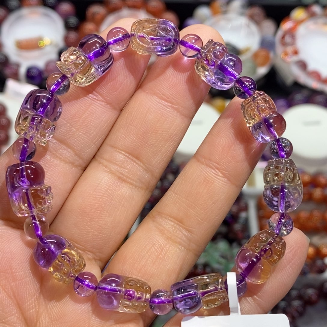 水晶手串未镶嵌紫黄晶貔貅