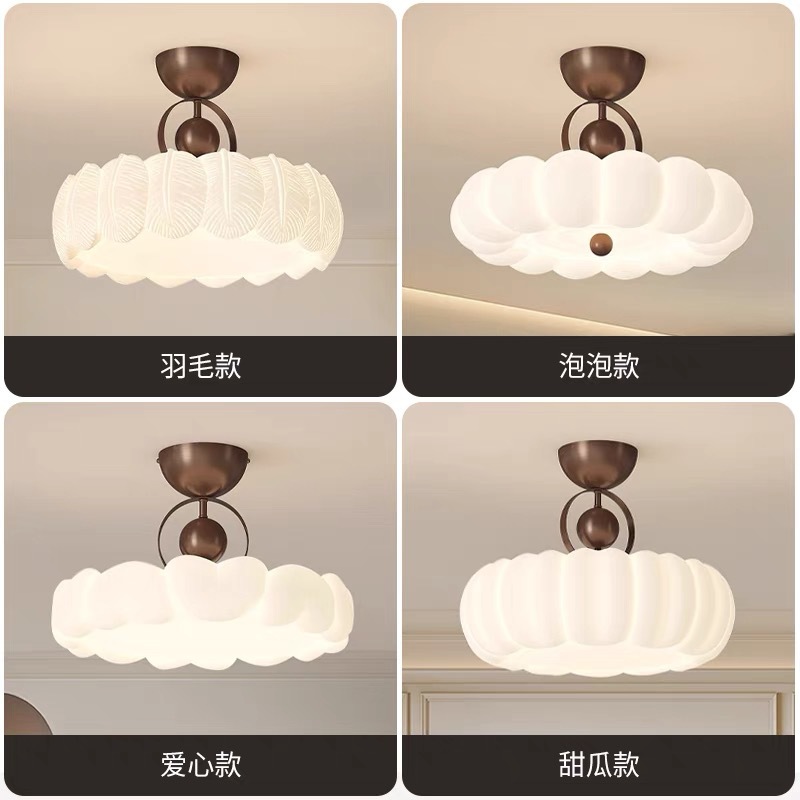卧室吸顶灯法式中古奶油主卧房间灯具全光谱护眼现代简约书房灯