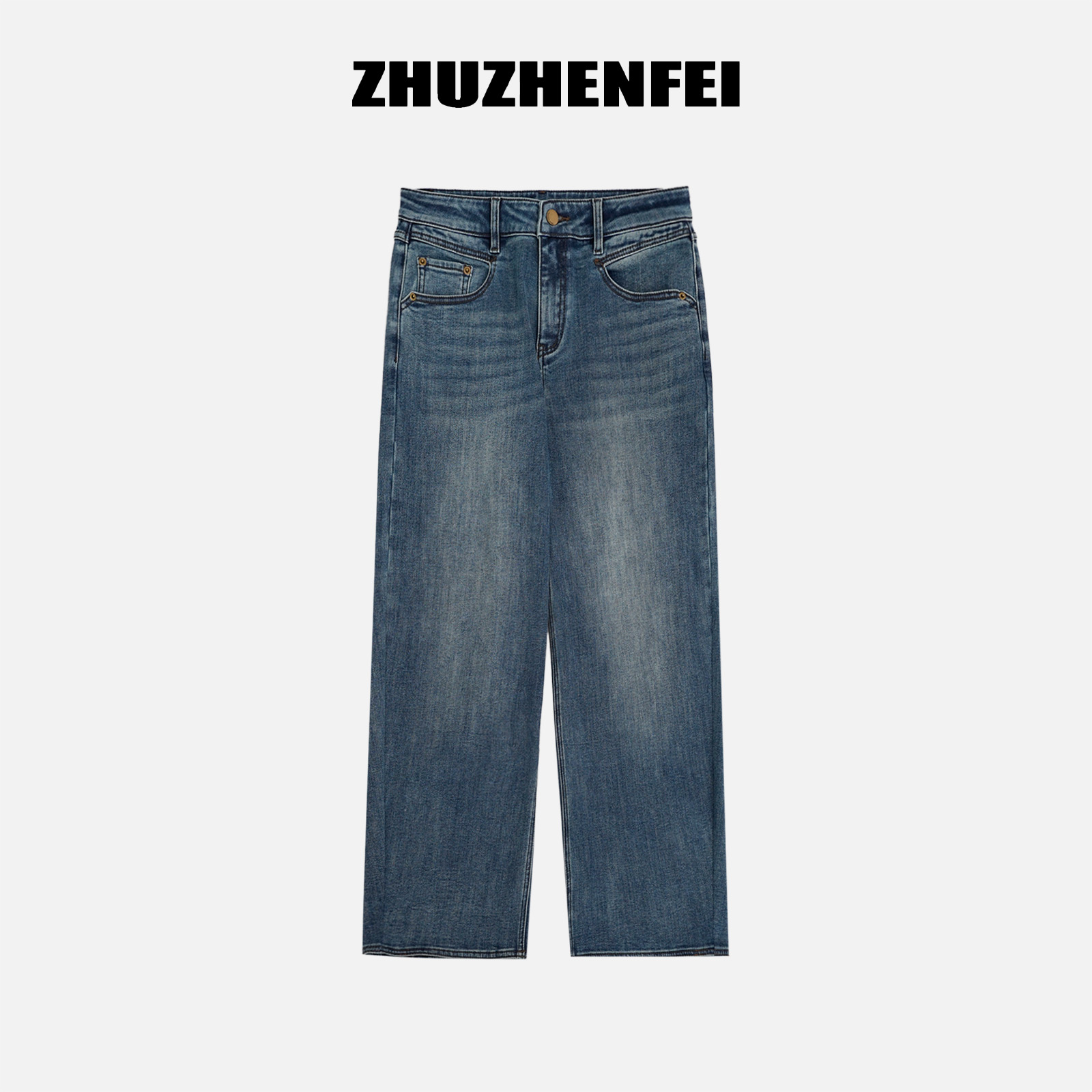 ZHUZHENFEI【蓝城旧事】水洗棉感百搭显瘦牛仔裤-Z354139