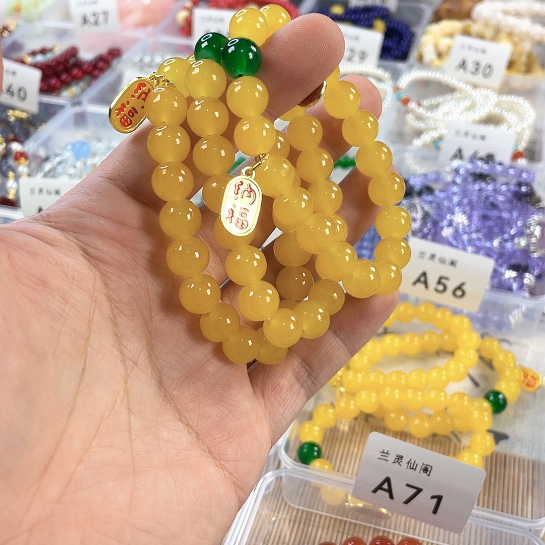 檀香木手串银S925镀金镶嵌