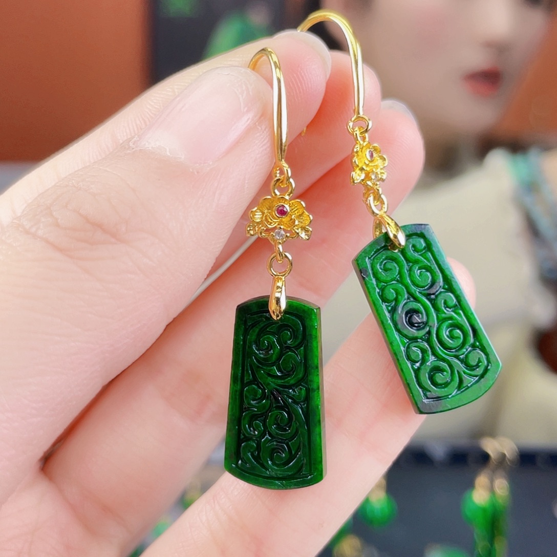 翡翠未镶嵌耳饰饰品