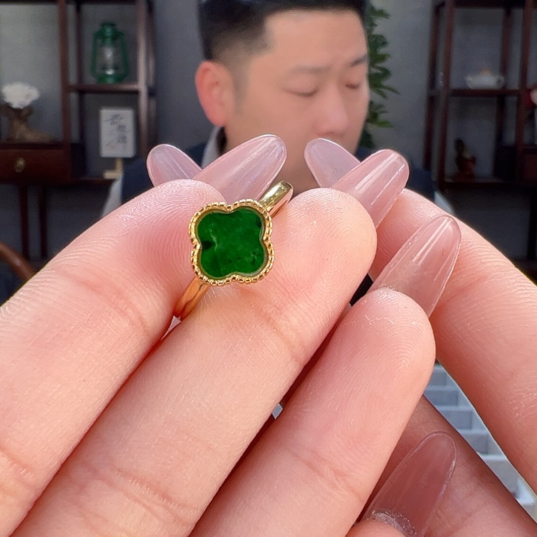 翡翠戒指银S925镶嵌戒指1