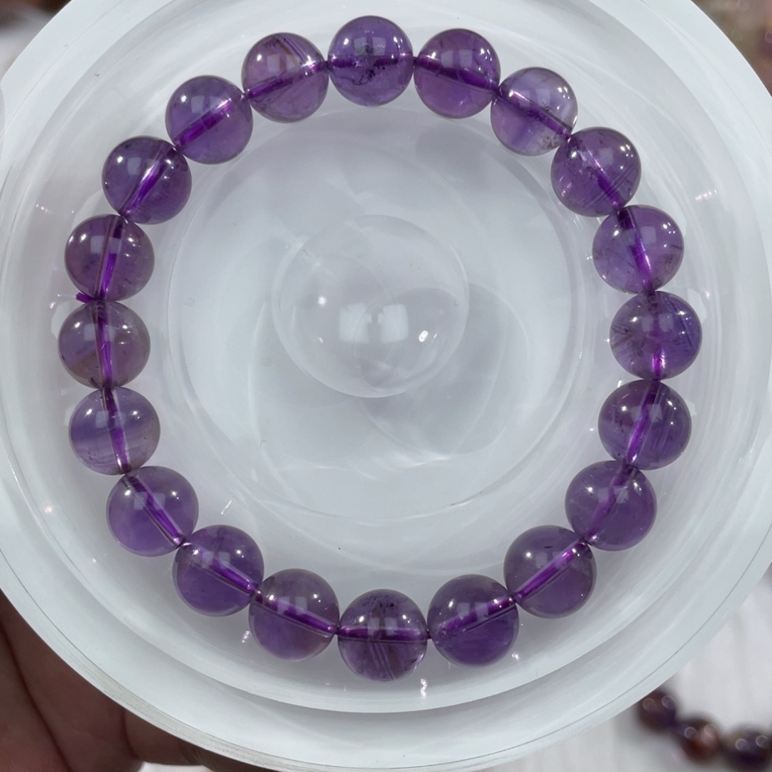 未镶嵌水晶手串016飘花紫水晶9m+