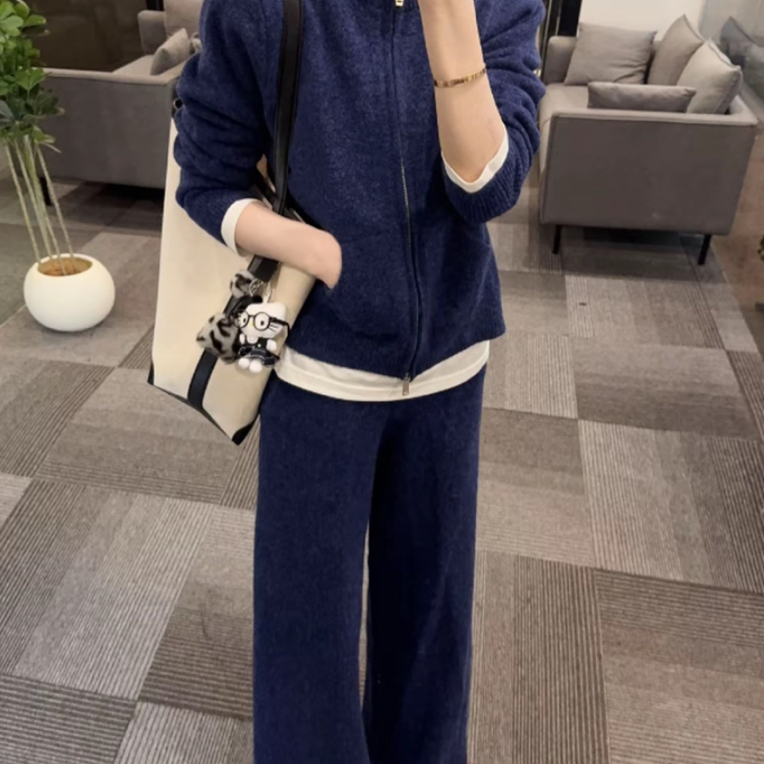 【OS&oneshow】韩风穿搭2025新款休闲洋气减龄外套上衣阔腿裤三件套