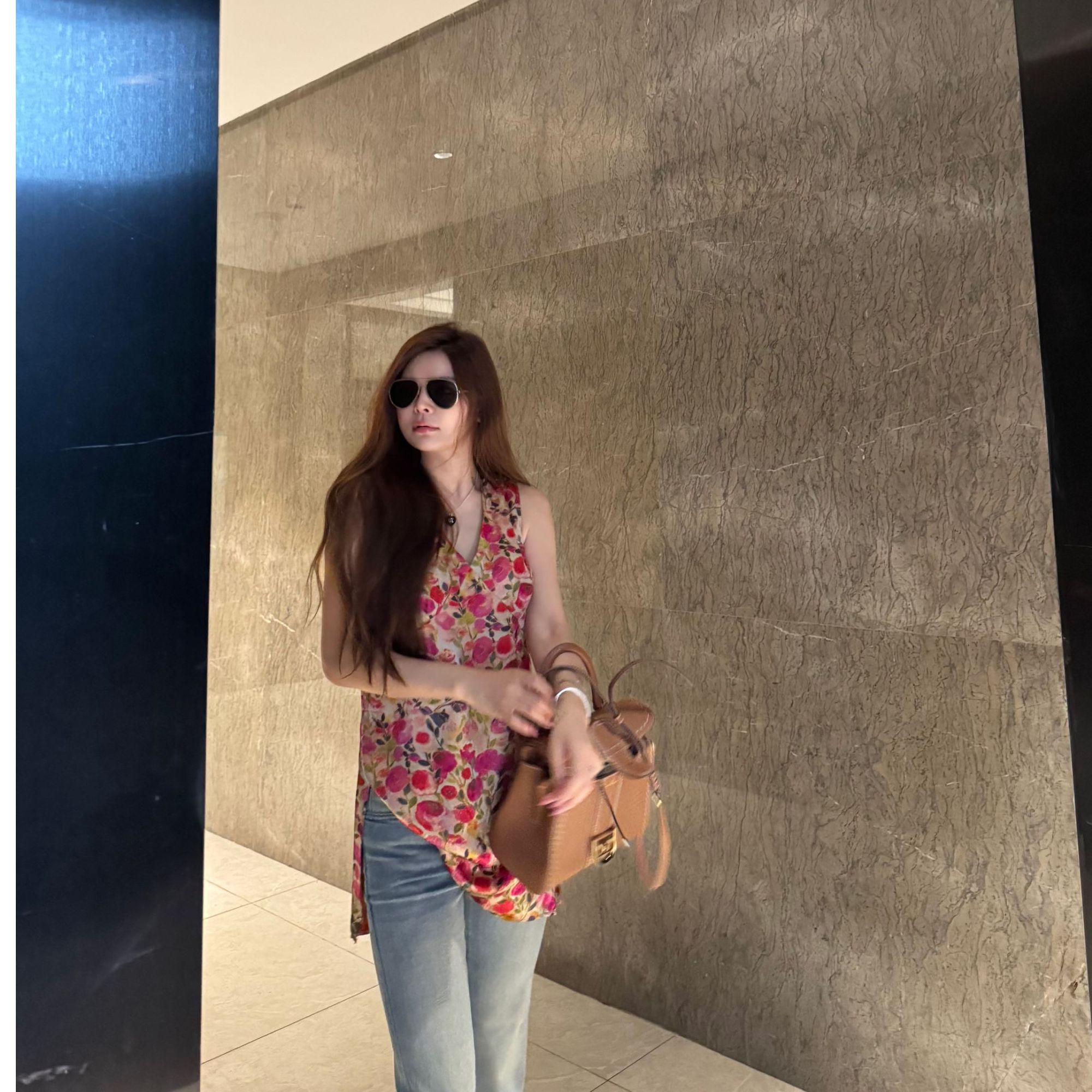 主播推荐-小众设计师款夏日碧玉繁华系列开叉裙