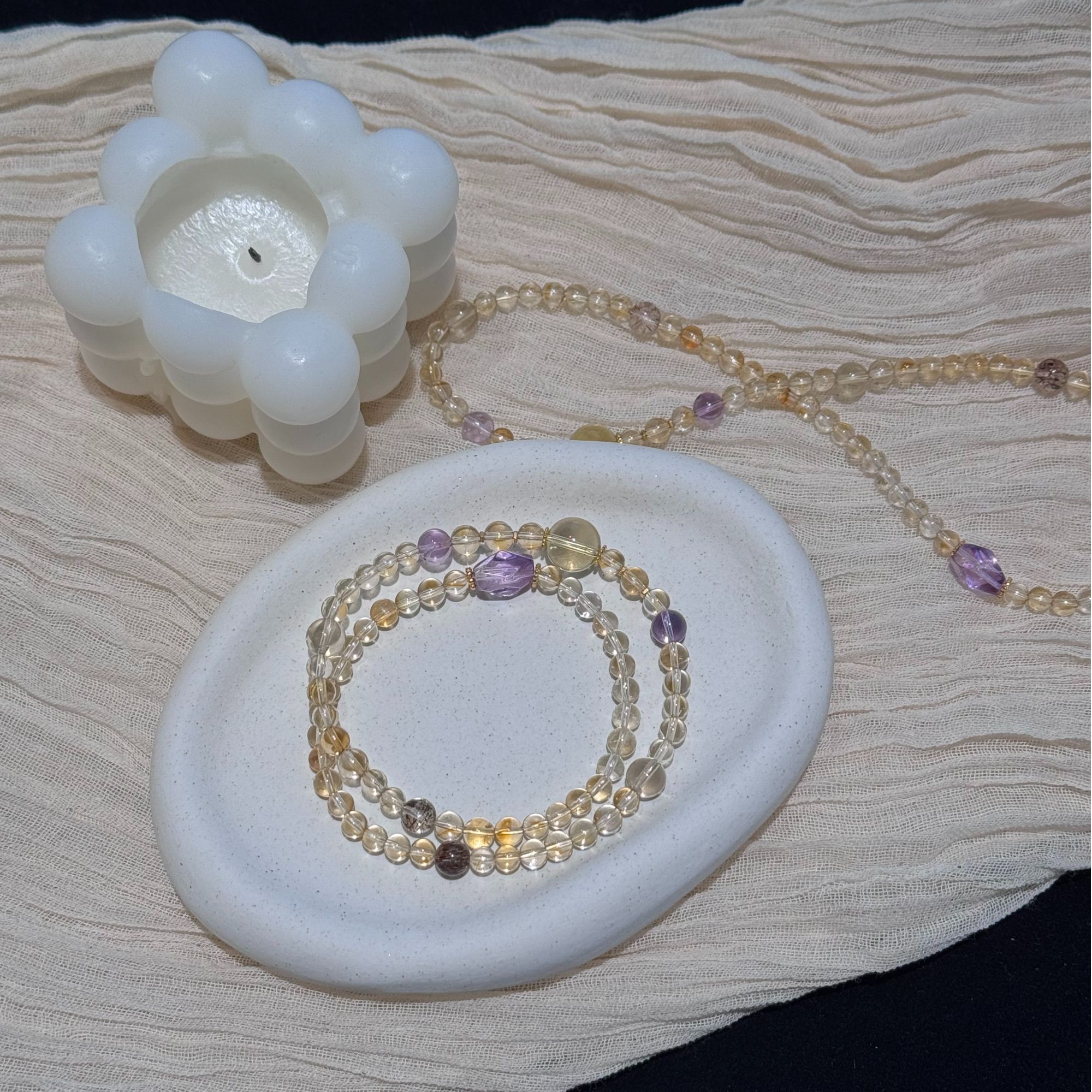 《暴小富》天然黄塔晶双圈搭配紫水晶随行   多样性发其一