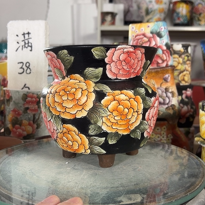 满38包邮 景德镇幸运花盆