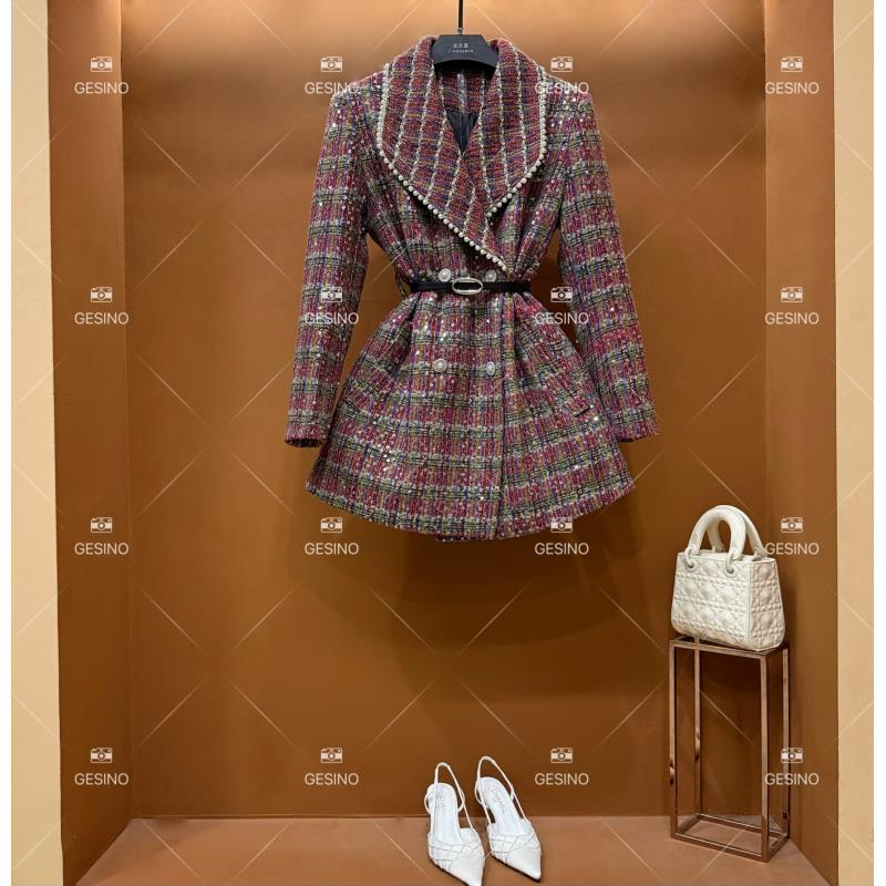 【丽】秋冬气质小香风时尚设计师中长款外套轻奢女士QD-2025062