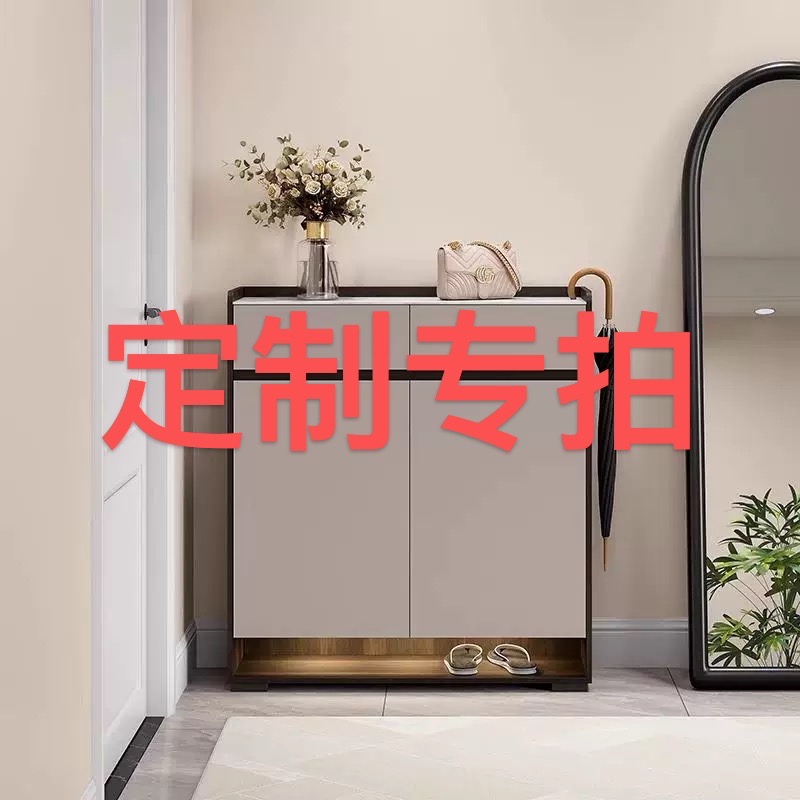 意式岩板鞋柜家用门口新款轻奢大容量鞋橱进门玄关一体靠墙柜