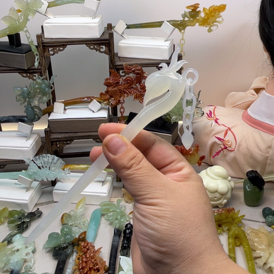 蛇纹石玉合金发饰