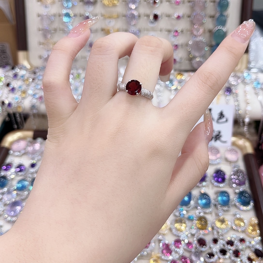 戒指黄晶银S925镶嵌