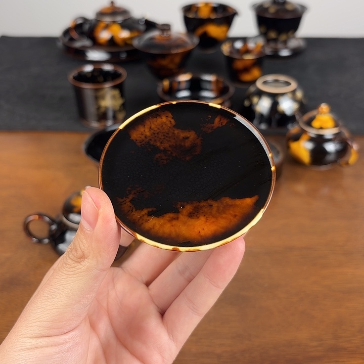 瓷玳瑁釉高足盖置