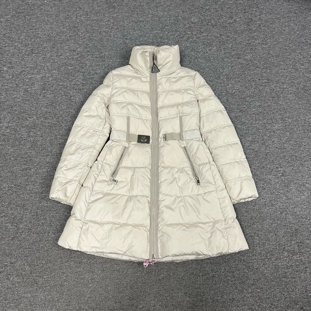 99新 AMIPARIS 蒙口 米色 长款收腰羽绒服 1码