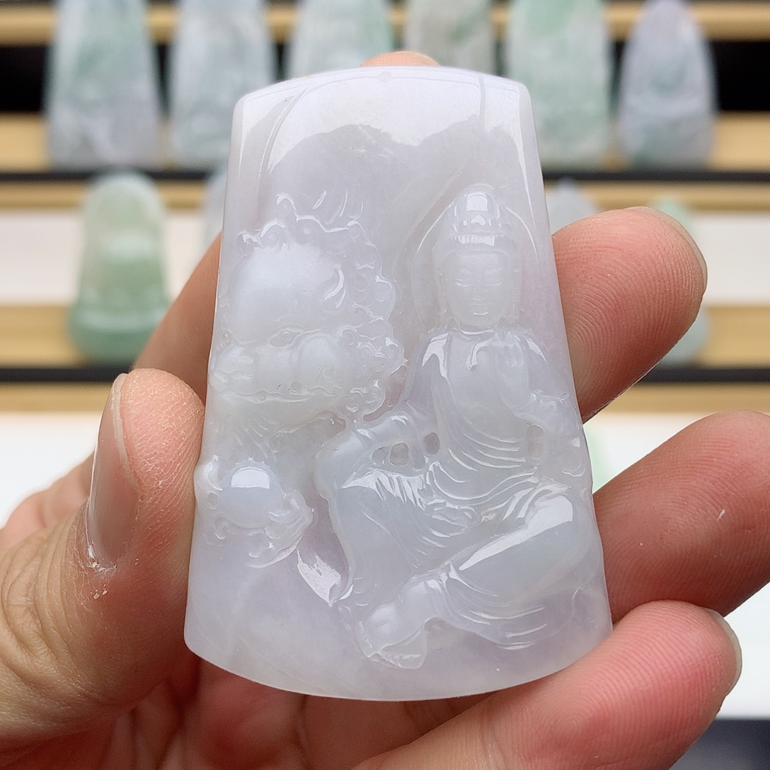 翡翠颈饰未镶嵌文殊菩萨