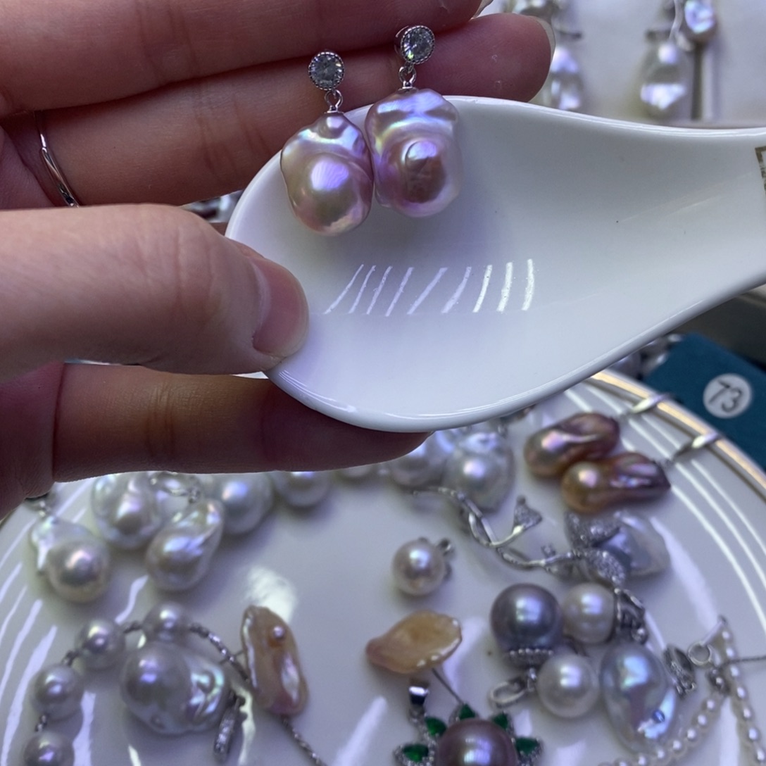 淡水珍珠耳饰银S925镶嵌