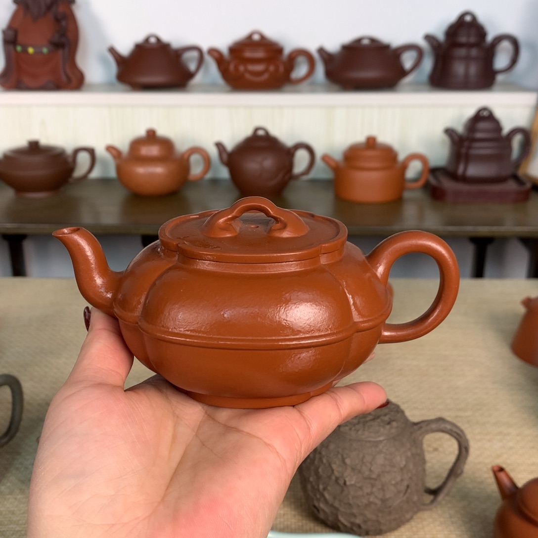 紫砂茶壶菱花玉带容量200