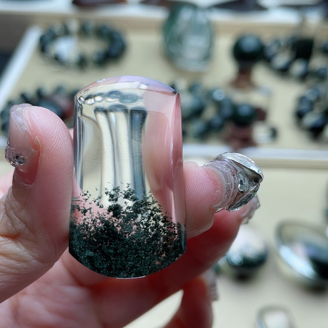 水晶颈饰未镶嵌绿幽灵聚宝盆吊坠