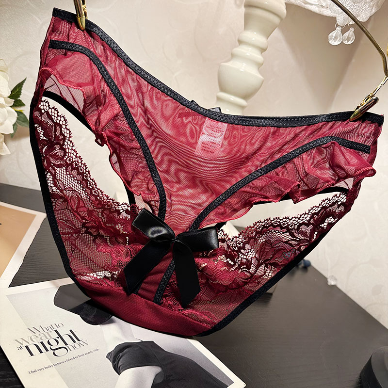 漂亮时尚镂空性感风网纱蕾丝内裤女士透气中低腰三角裤底裤新品