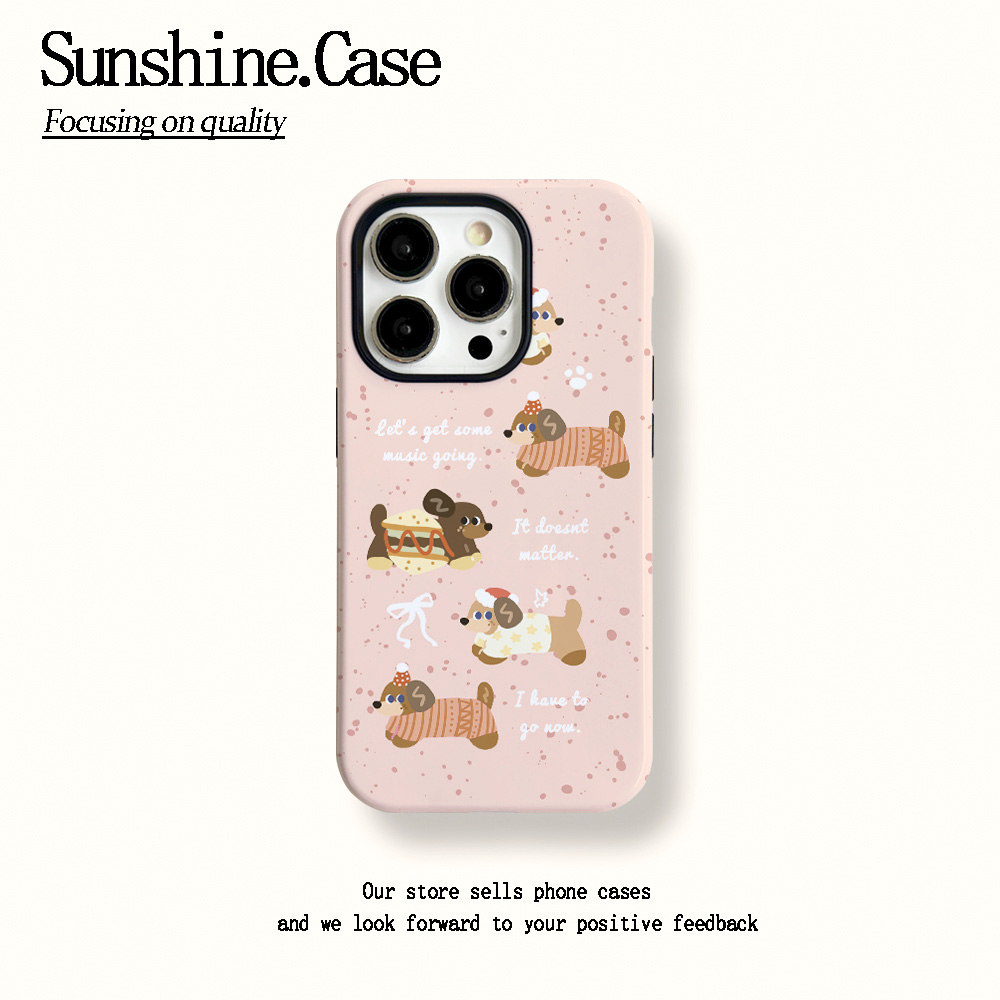 菲林二合一适用苹果华为vivo小米oppo手机壳粉底腊肠狗17PRO/16