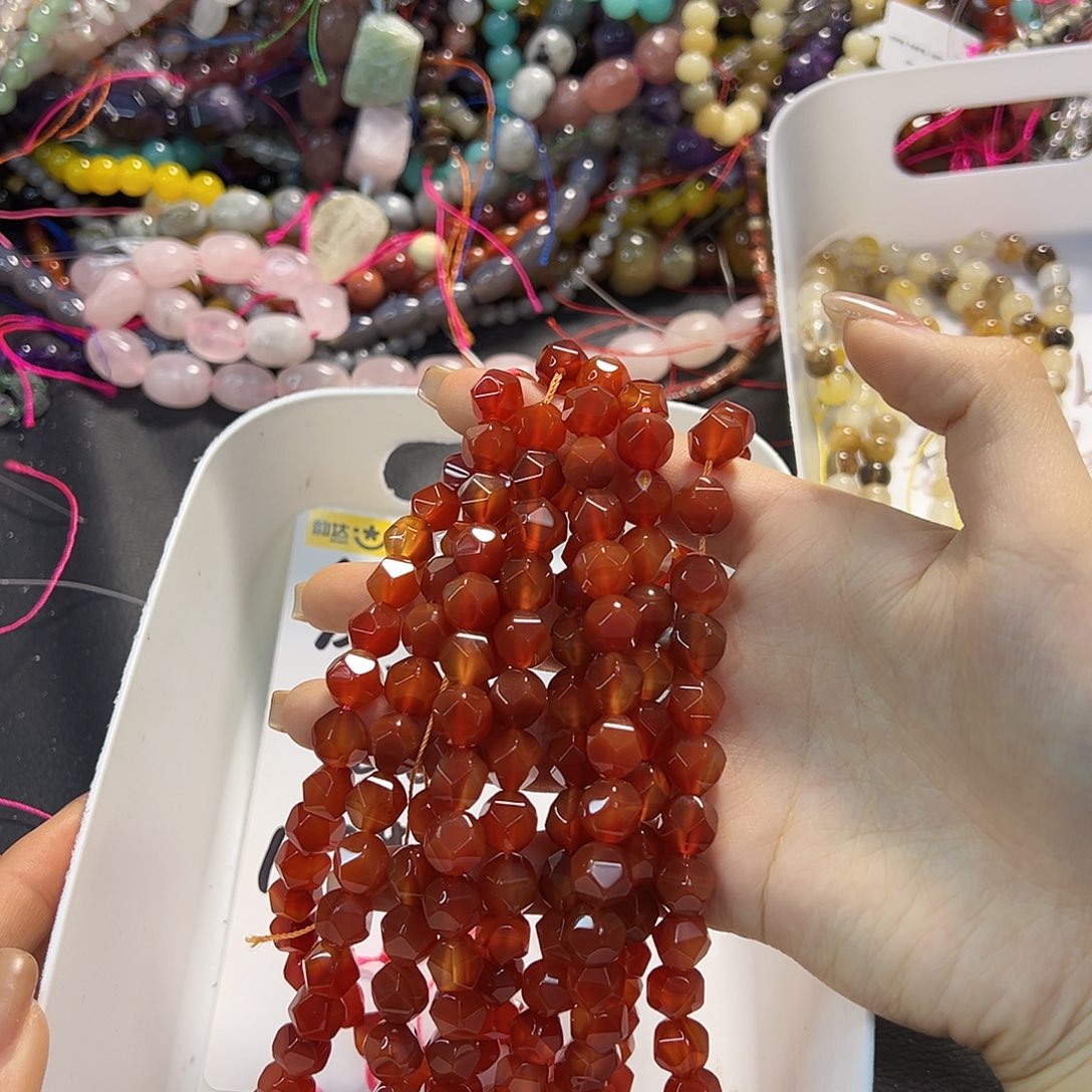 玛瑙/玉髓合金珠宝半成品红玛瑙卡10一条