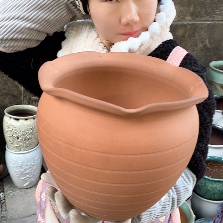 紫砂花盆瑕疵口25高23