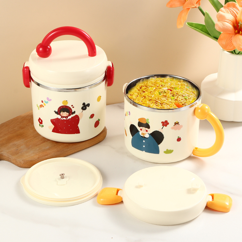 男孩女孩多功能保温提桶304不锈钢 上班族学生大容量便当桶1200ML