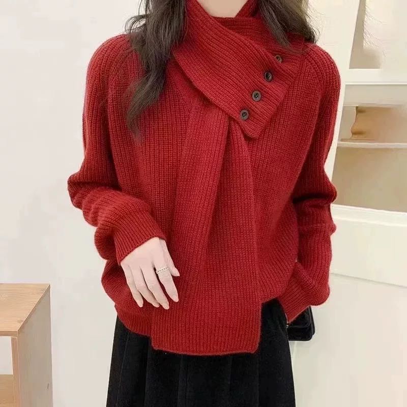 【LIULIU】知汝懿慵懒风可拆围巾设计款毛衣