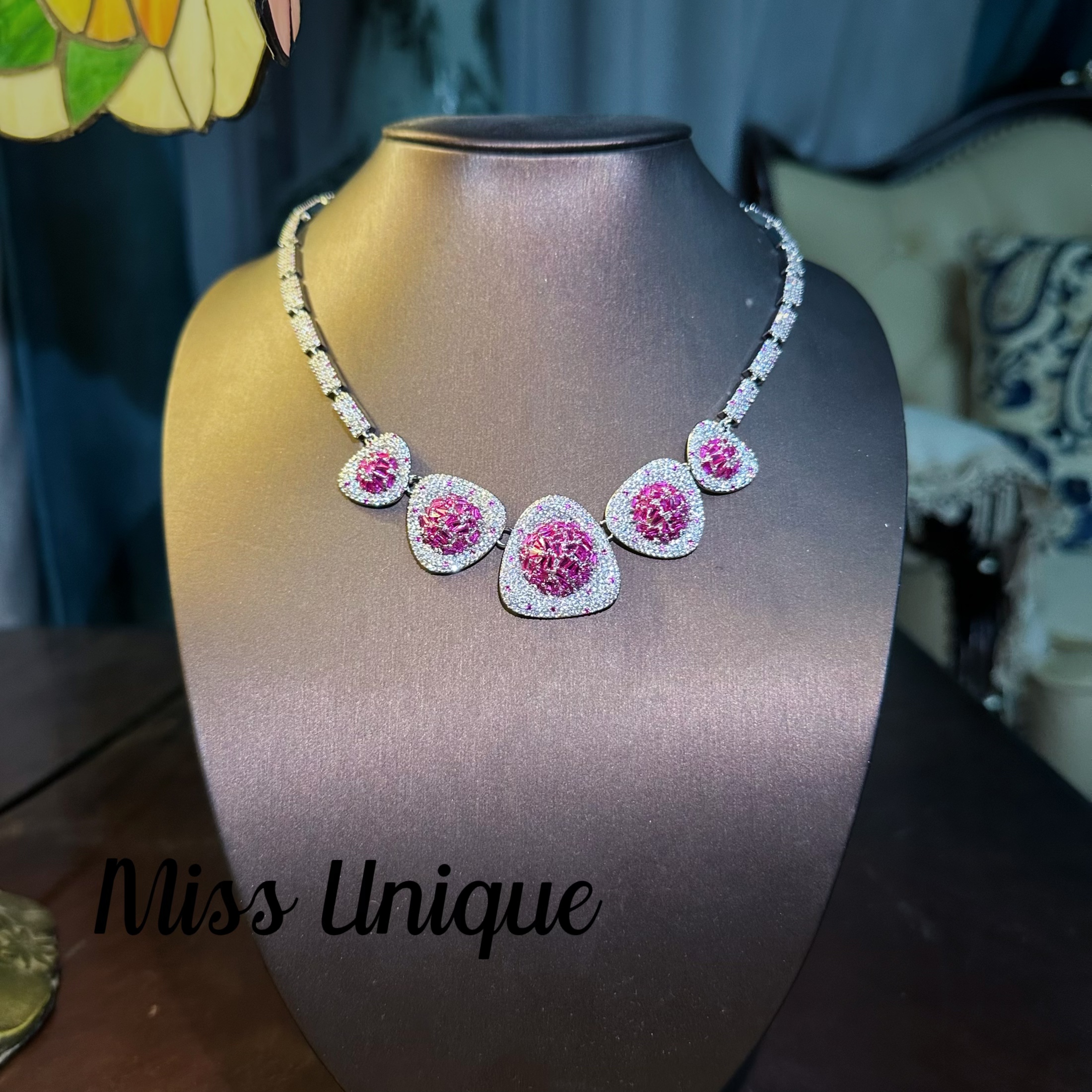 S2168红刚大小三角T方钻项链