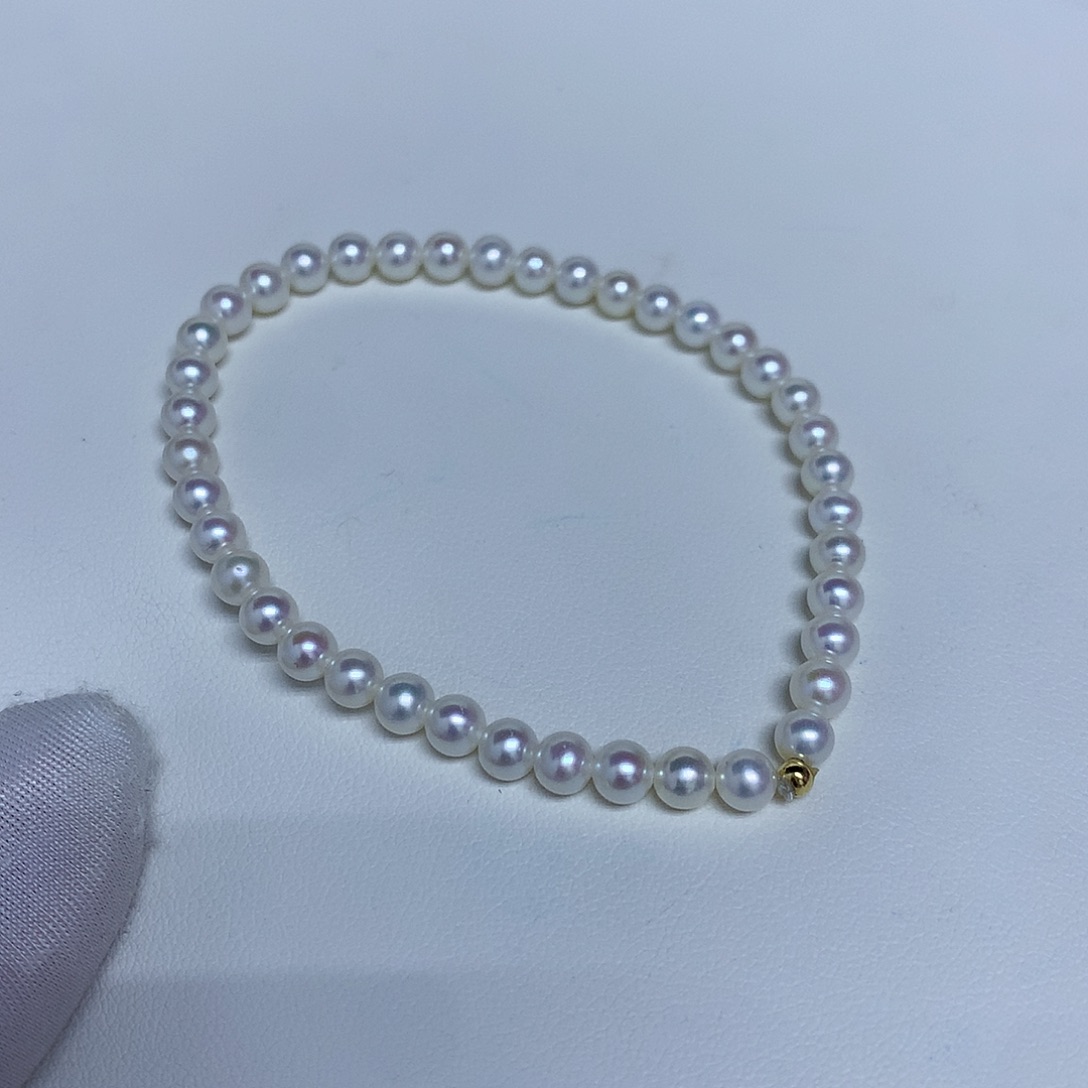 18K金镶嵌淡水珍珠手链4-5