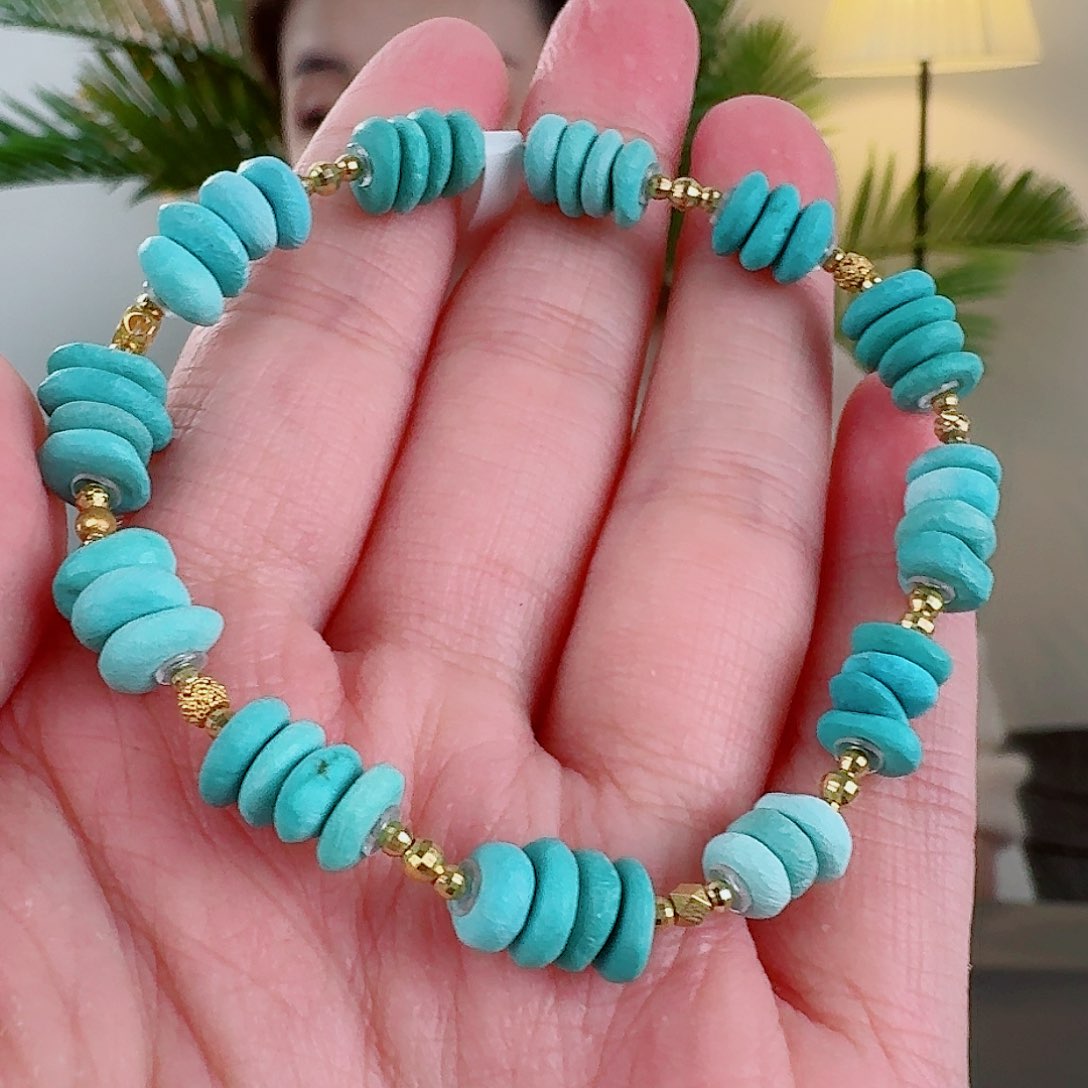 绿松石珠宝奇石18K金镶嵌