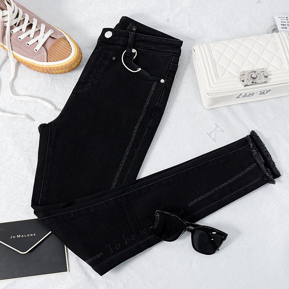 显瘦牛仔裤小脚中腰秋季休闲牛仔裤显瘦百搭裤子常规弹力高腰6322