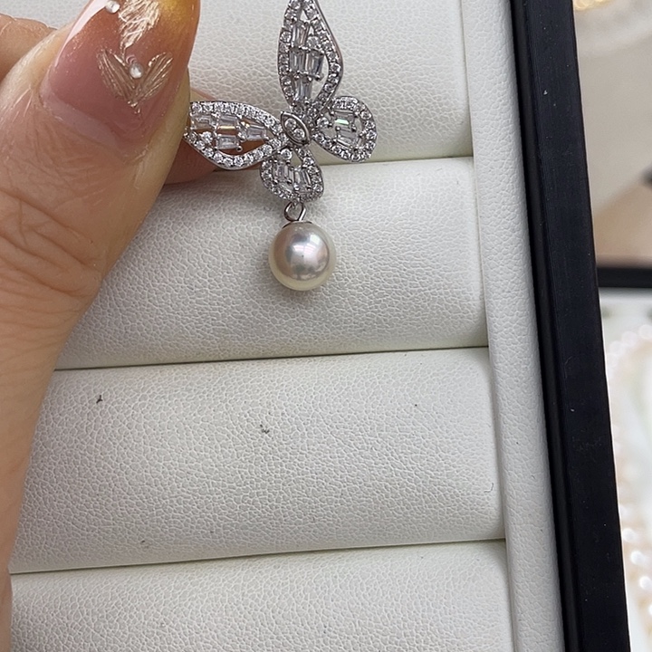 银S925镶嵌吊坠(不含链)海水珍珠