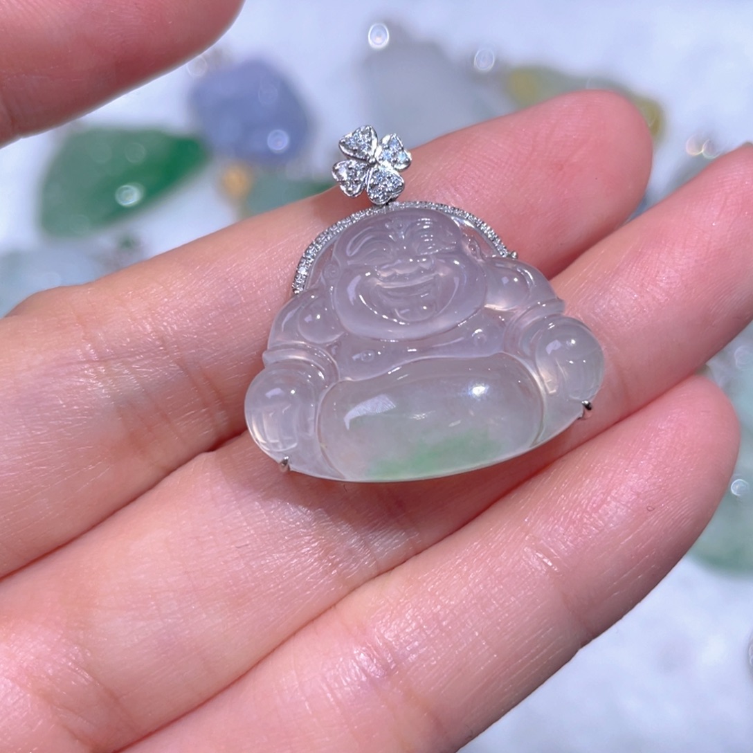 颈饰18K金镶嵌翡翠翡翠