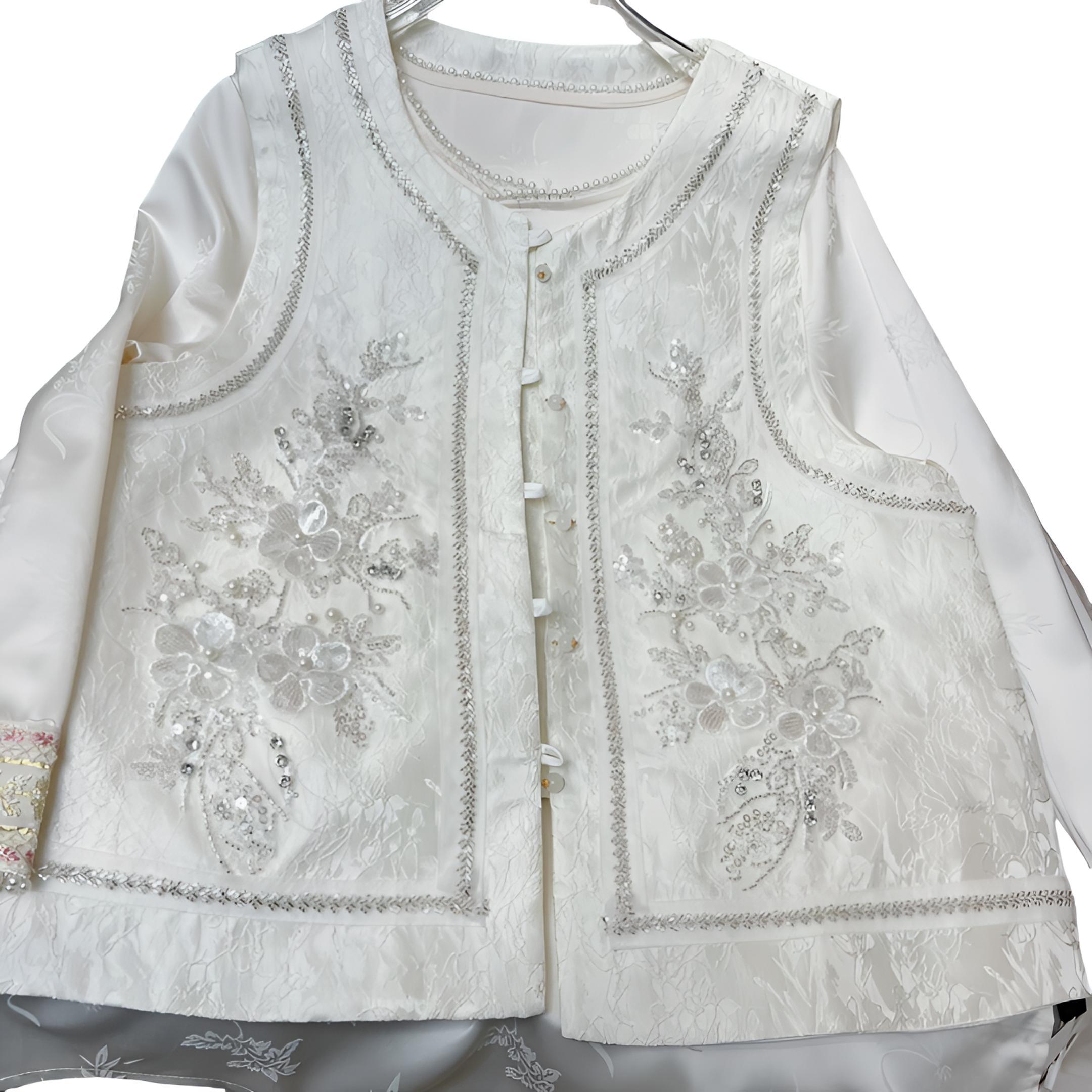 中长款国风新中式时尚刺绣春季马甲流苏上衣蕾丝气质