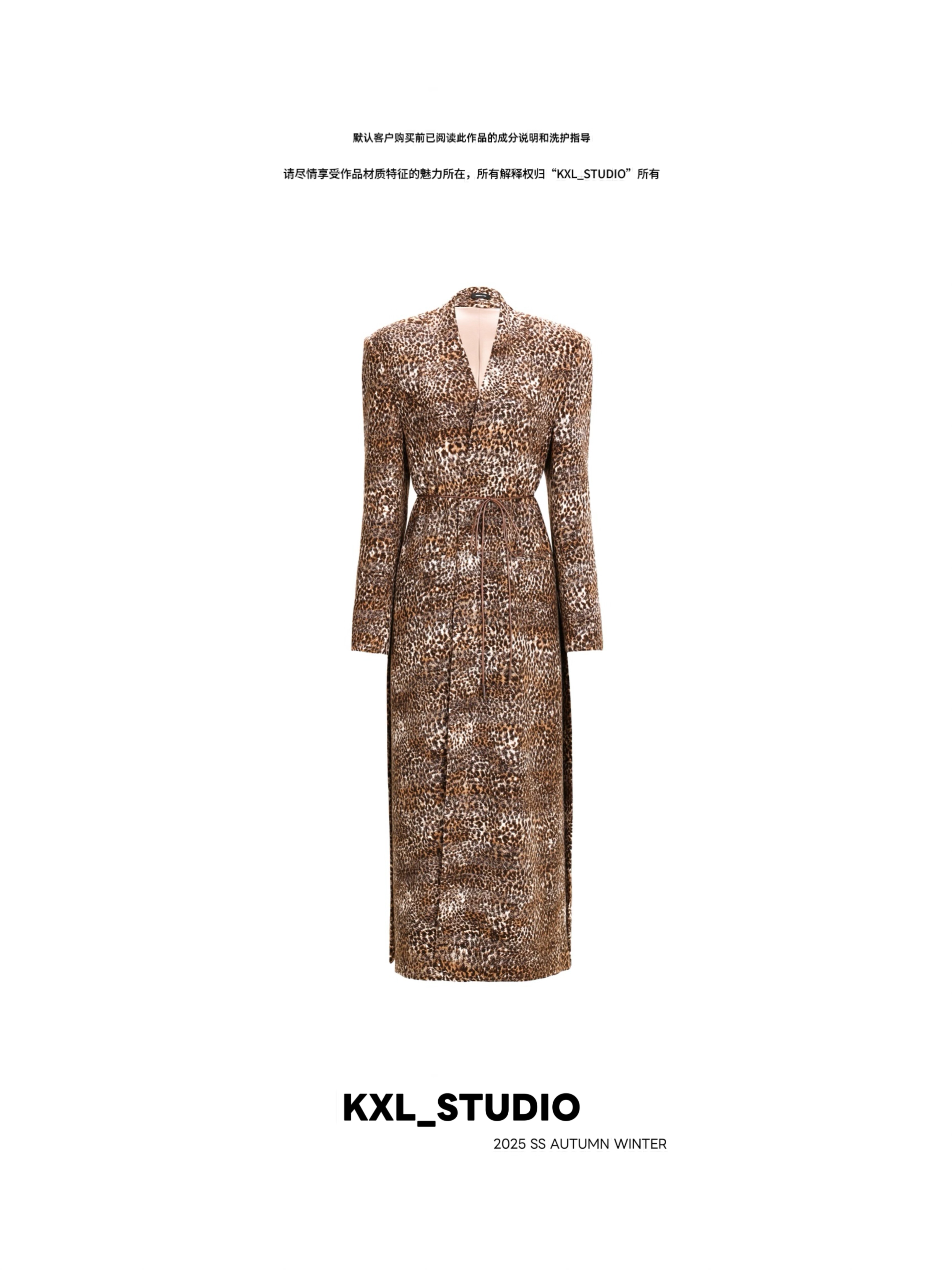 KXL-STUDIO【老粉必入】永恒•经典-重磅豹纹复古大衣9017