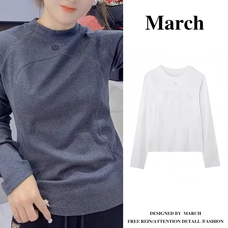 大码小众别致明线鱼骨正肩长袖女春季百搭设计感内搭打底上衣5681